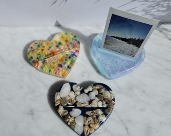 Heart Shaped Polaroid Picture Display| Best Friend Gift| Nightstand Decor| Polaroid Picture Stand| Business Card Display Stand| Resin Decor|