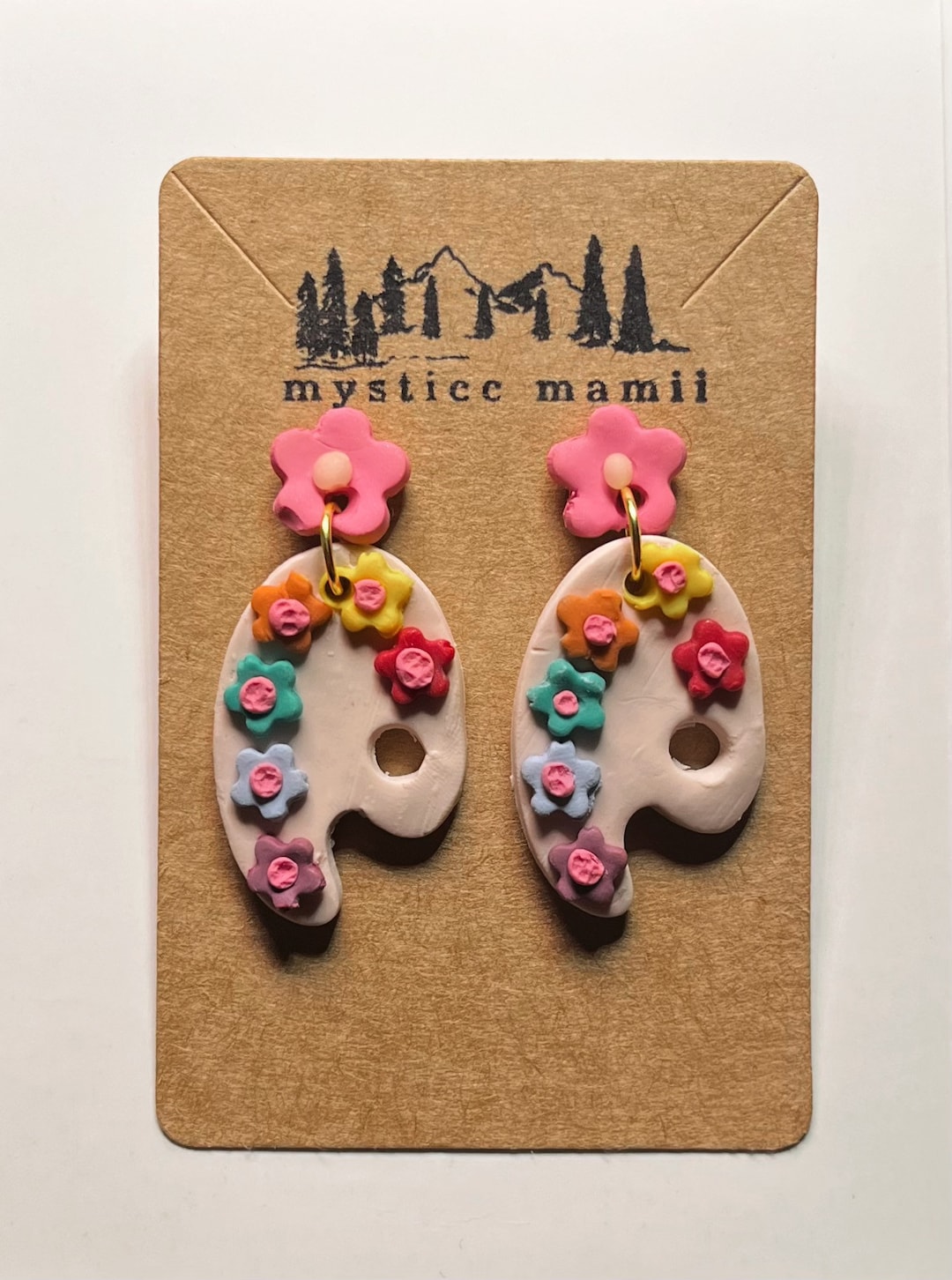 Rainbow Artist Palette Earrings Artist Jewelry Hypoallergenic Earrings Polymer Clay Earrings