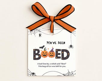 Printable You've Been Booed Tag, Halloween Gift Tags, Boo Basket Treat Tags for Kids, Coworkers, and Neighbors, Halloween Favor Tag PDF, GT