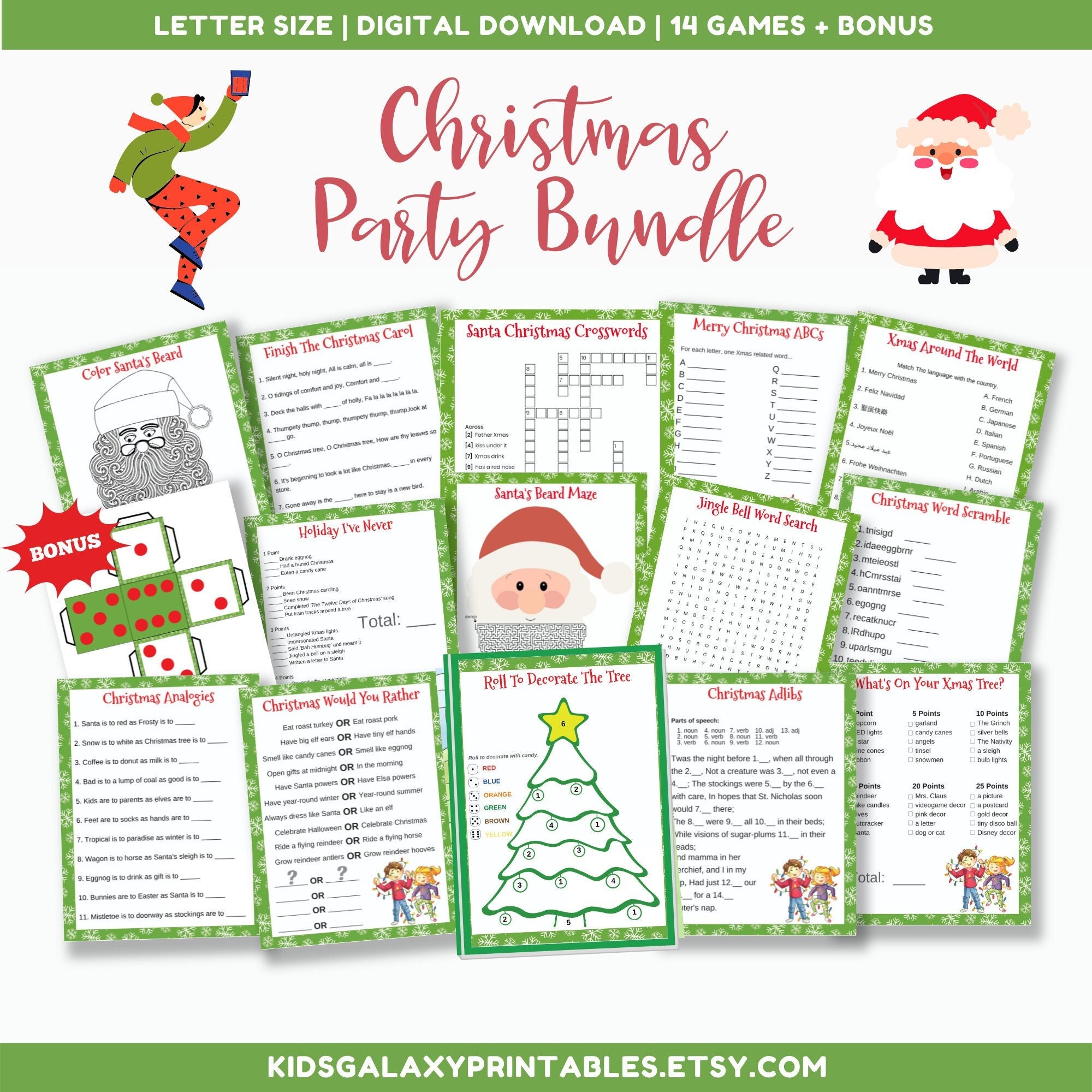 Christmas Party Games for Age 8-teen and Adults Cute Holiday - Etsy