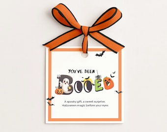 Printable You've Been Booed Tag, Halloween Gift Tags, Boo Basket Tags for Kids and Coworkers, Halloween Treat Tags, GT