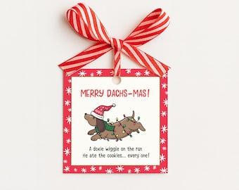 Dachshund Christmas Gift Tags, Whimsical Holiday Labels for Dog Lovers, Festive Present Tags GT