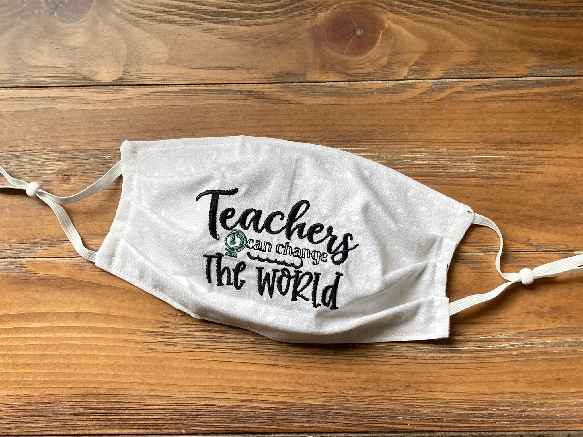 Teacher Face Mask Teacher Appreciation Embroidered Face Etsy