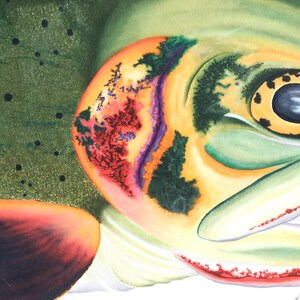 Brightly colored watercolor cutthroat trout fish blank greeting card, fly fishing artwork, fathers day card, birthday card, nature art