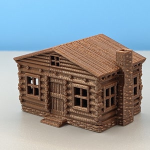 N-Scale - Miniature Log Cabin with 9 Windows with Panes - 1&quot; x 1&quot; x 1.5&quot; 1:160 Scale