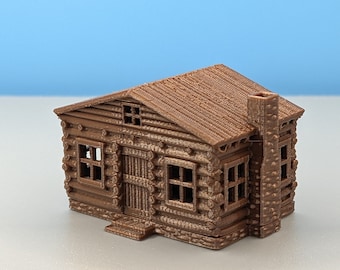 N-Scale - Miniature Log Cabin with 9 Windows and Panes - See Size