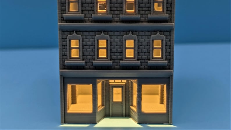 N-Scale Old Downtown Store Office Building for Train Layouts Dioramas - 1:160 Scale image 3