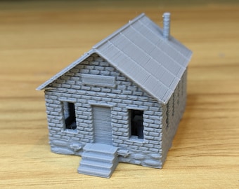 N-Scale Old One Room Brick School House | Miniature for Ralroad Layouts | Gray