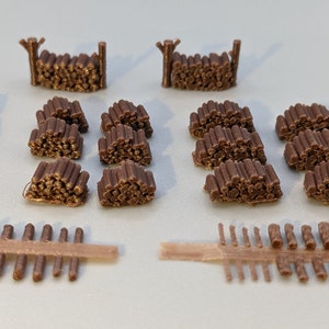 N-Scale Log Pile Stacks - Rustic 1:160 Scale Log Pile Set - 5 Different Styles with Extra Firewood Logs for Train Layouts  Dioramas