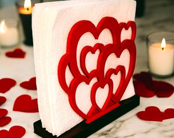 Decorative Hearts Napkin Holder, Romantic Tabletop Organizer for Weddings, Valentine's Day, Home Decor