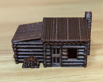N-Scale Miniature Log Cabin with Woodpile | 1:160 for Train Layouts, dioramas, gaming