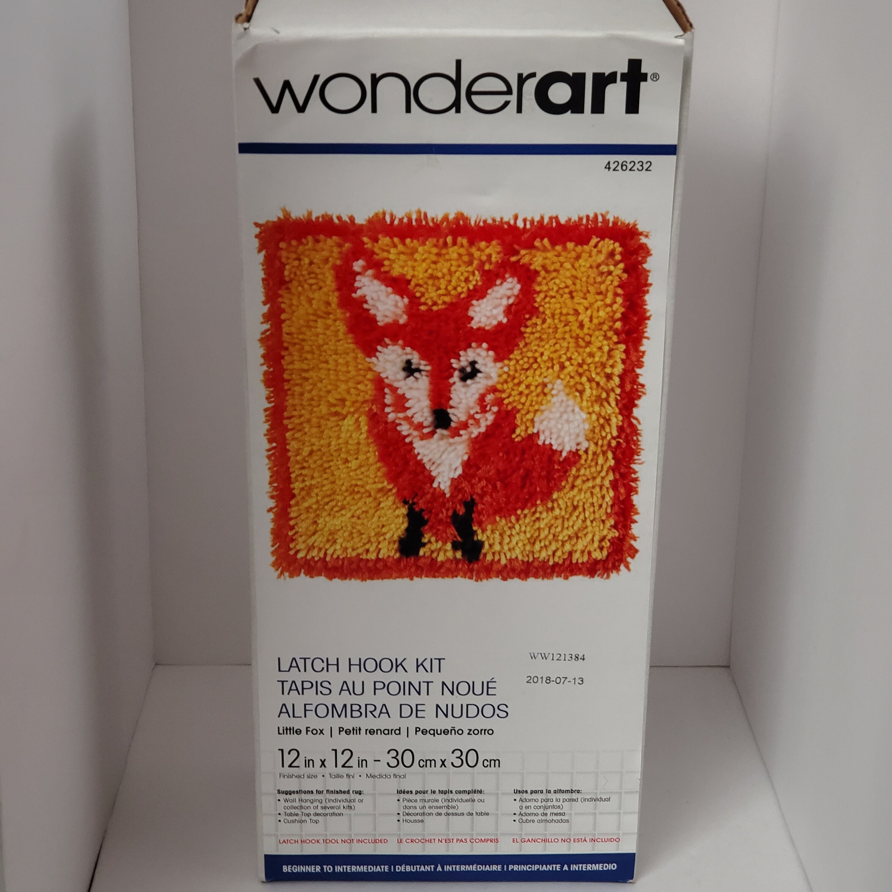 Wonderart 12 inch x 12 inch Latch Hook Kit, Tabby, Acrylic Yarn Cotton Canvas, Size: 12 x 12