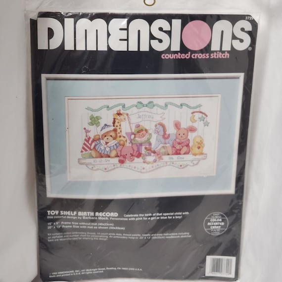 Dimensions Counted Cross Stitch Kit Toy Shelf Birth Record 3729