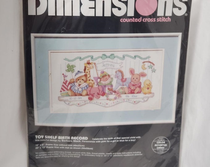 Cross Stitch Kit Toy Shelf Baby Birth Record Etsy