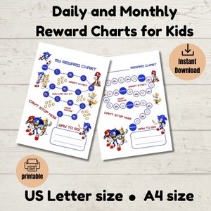 Sonic the Hedgehog Reward Chart - Printable Reward Chart - Behavior Reward Chart - Toddler Reward Chart -  Chore Chart- Potty Training Chart