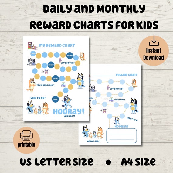 Bluey Reward Chart - Printable Reward Chart - Behavior Reward Chart for Kids - Toddler Reward Chart - Bluey Chore Chart-Potty Training Chart
