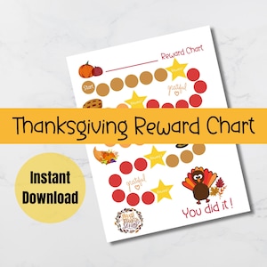 Thanksgiving Reward Chart - Potty Training Chart- Kids Reward Chart - Toddler Reward Chart - Printable Reward Chart - Kids Sticker Chart