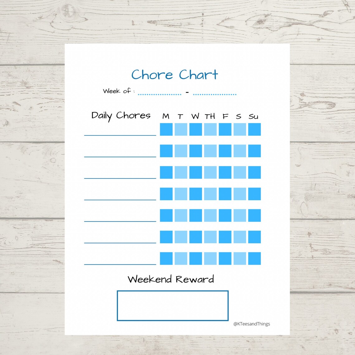 Chore Chart Printable Fillable Chore Chart Weekly Chore - Etsy