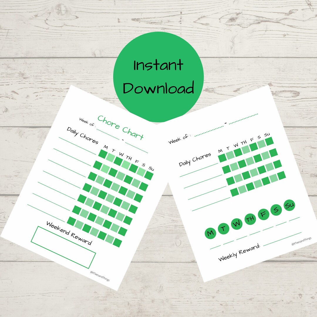 Chore Chart Printable Fillable Chore Chart Weekly Chore Chart Kids ...