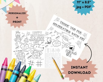 Hoja de actividades personalizada de PERRO - Hojas para colorear temáticas para niños - Actividad para el aula - Recuerdo de fiesta de PERRO - Dibujos para colorear para niños