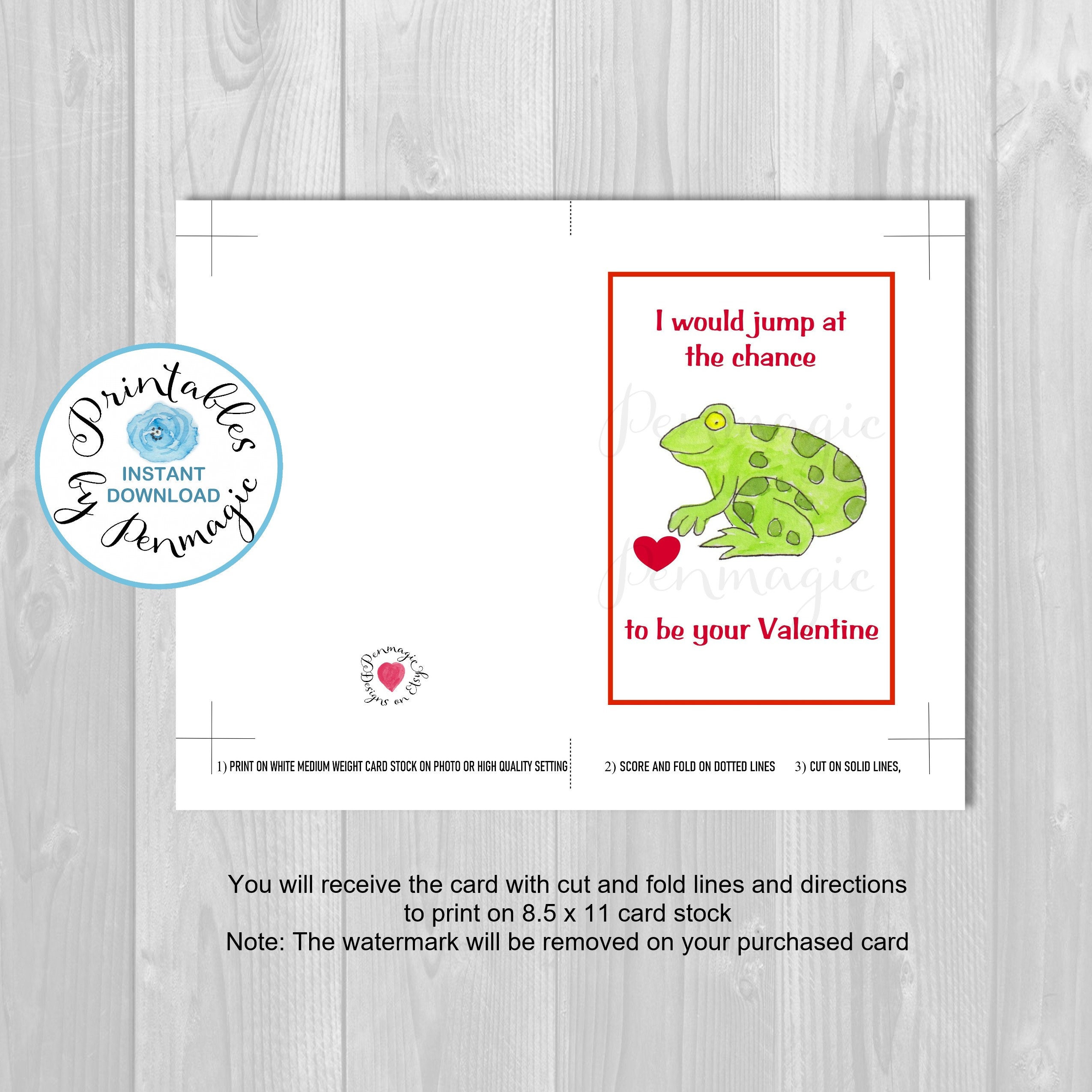 Valentine Card With Cute Frog Printable Valentine Digital - Etsy
