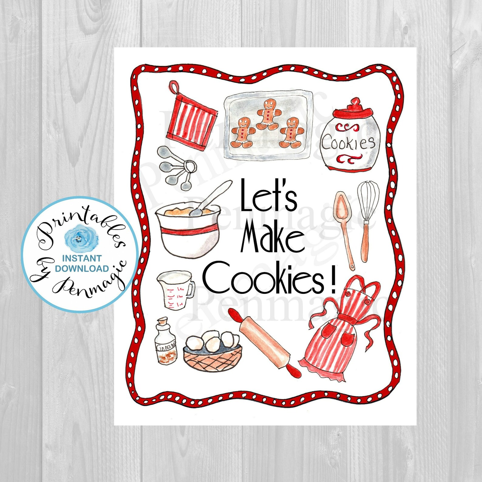 Printable Kitchen Art, Kitchen Sign, Christmas Sign, Cookies, DIY ...