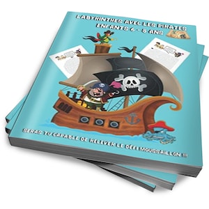 Cuaderno de laberintos con piratas | Juegos de lógica para niños de 6-8 años