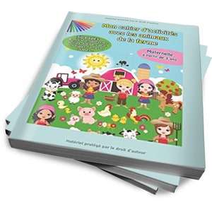 Libro de actividades infantil nivel infantil con animales de granja.