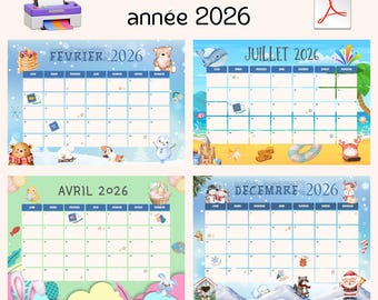 Monatskalender zum Ausdrucken mit dem Kalenderjahr 2026, ideal für Kindertagesstätten, Kindergärten und Klassenzimmer.