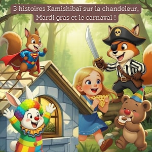 Pack 3 histoires Kamishibaï sur la chandeleur Mardi gras et carnaval, PDF à télécharger pour les garderies, crèches et les jardins d'enfants
