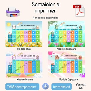 Planificador semanal imprimible para que los niños establezcan un horario y una rutina semanal Montessori, ideal para la escuela, la guardería o la niñera.