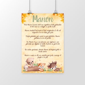 Poster etimologico con nome personalizzato per la decorazione della parete della cameretta dei bambini