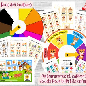 Pictogrammes et supports visuels pour la petite enfance | Roue de l'humeur et des couleurs | Cartes illustrées | Format PDf à télécharger