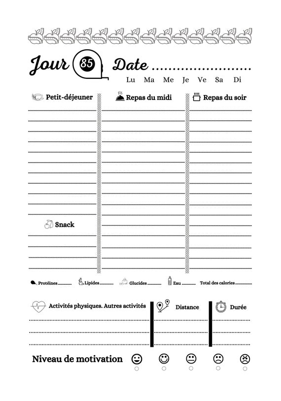 Journal minceur: suivi et progrès