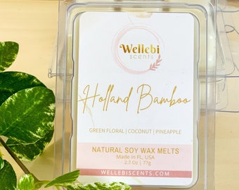 Holland Bamboo Highly Scented Wax Melts | Coconut | Pineapple | Soy Melts  | Wax Tarts | Infused With Essential Oils | Spa Scent