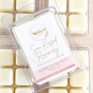 Sun Kissed Rosemary Soy Wax Melts | Clamshell Wax Cubes | Wickless Tarts | Refreshing Home Fragrance | Citrus Eucalyptus Scents
