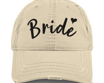 Chapeau de mariée, casquette de baseball de mariée, cadeau fiancé pour elle, chapeau brodé « Bride » en détresse