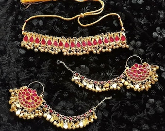 Red Necklace and Earring