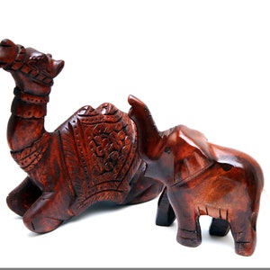Handcrafted Vintage Wooden BIG SIZE Camel & Elephant For Your Home Decor