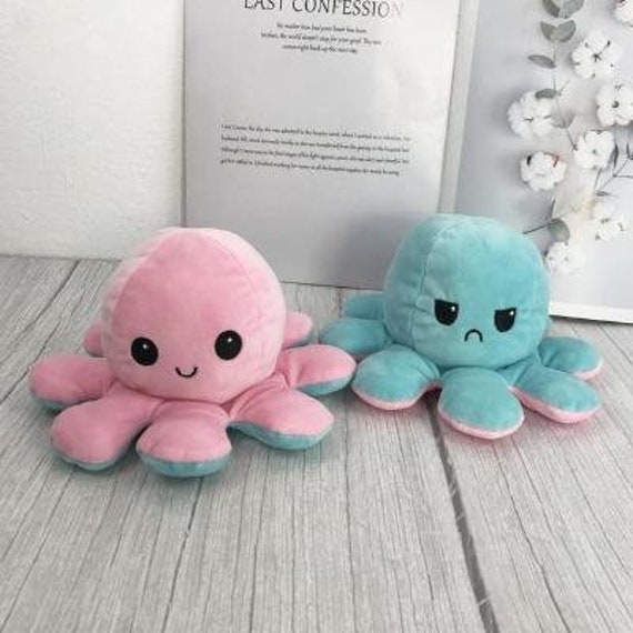 Cute Valentine's Day Gift for Her, Original Reversible Flip Octopus Plush, Emotion Octopus Plush, TikTok Mood Plush, Gift for Her