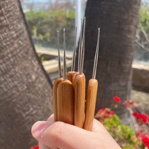 0.5 6mm Bamboo Crochet Hooks for Crocheting and Amigurumi, Ultra Fine Bamboo Crochet Hooks image 1