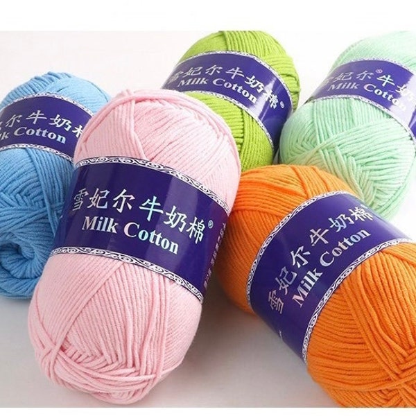 Combed 5 Ply Milk Cotton Yarn 100 gram for Crochet, Amigurumi, and Punch Needling, 5 Ply Acrylic Milk Cotton Yarn