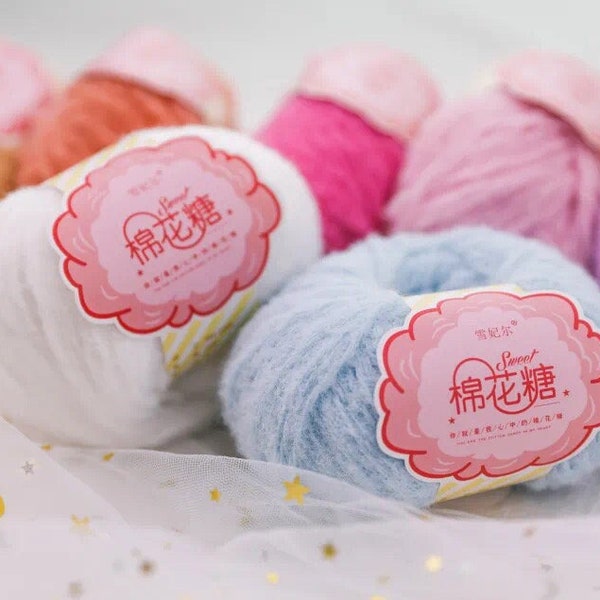3 Ply Cotton Candy Soft Yarn for Crochet, Amigurumi, and Crafting 40 grams 117 meters, Cotton Candy Fuzzy Craft and Crochet Yarn