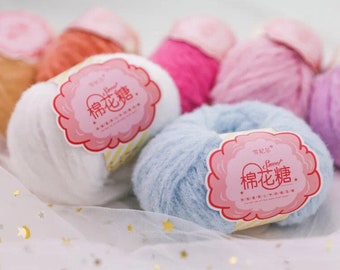 3 Ply Cotton Candy Soft Yarn for Crochet, Amigurumi, and Crafting 40 grams 117 meters, Cotton Candy Fuzzy Craft and Crochet Yarn