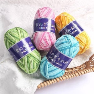 Combed Variegated 5 Ply Milk Cotton Yarn 100 gram for Crochet, Amigurumi, and Punch Needling, 5 Ply Variegated Acrylic Milk Cotton Yarn