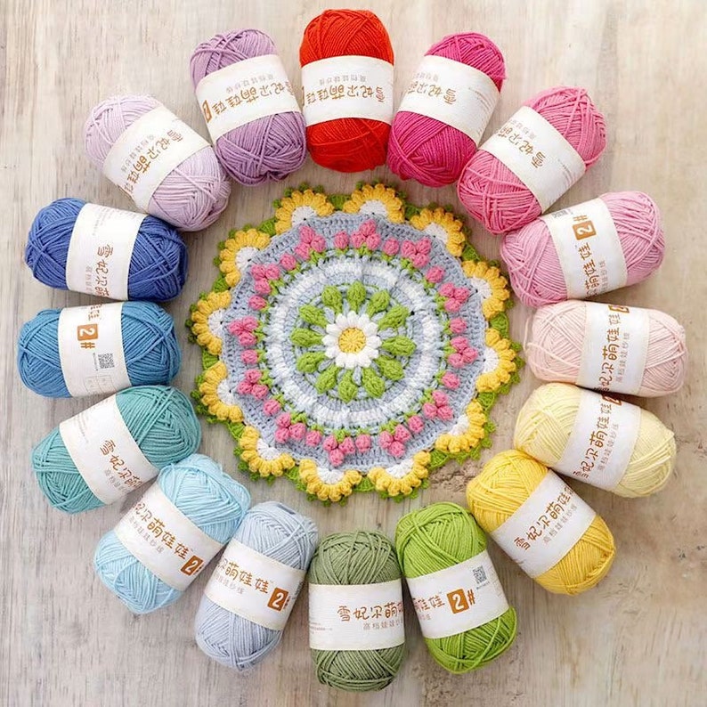 Premium All Purpose 4 Ply 50 grams Doll Yarn, High Quality General Purpose 4 Ply Yarn Color Codes 1-32 image 2