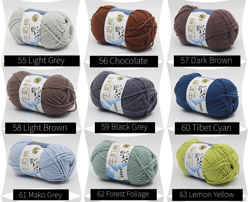5 Ply Milk Cotton Yarn for Amigurumi Crochet Knitting Punch Etsy