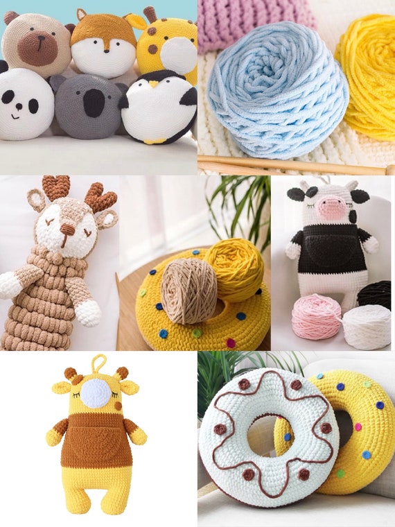 Fil à Tricoter et à Crocheter, Mailles Bien Visibles - Gros Fil épais et Mélangé en Coton Et Nylon - Pour Crochet Avec Accessoires de Crochet (4 X 50 g/320m