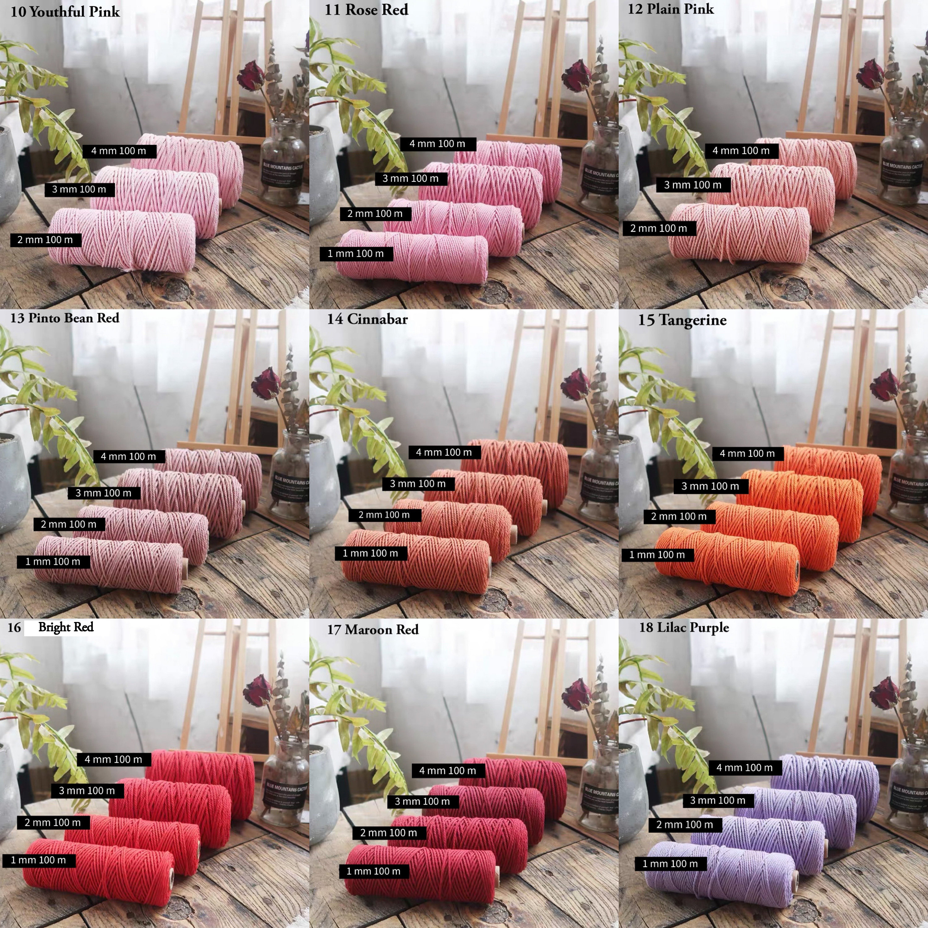 2 Mm Cotton Macrame Cord, 3 Strands 100 Meters 140 Grams Twisted Rope ...