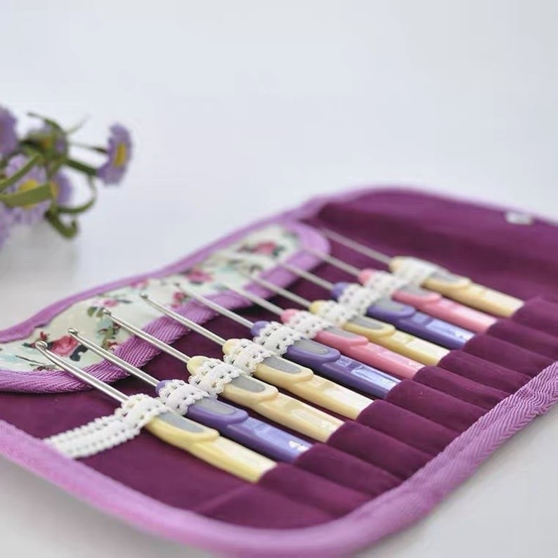 Crochet Hook Organizer Flower Print Crochet Hook Bag and Etsy